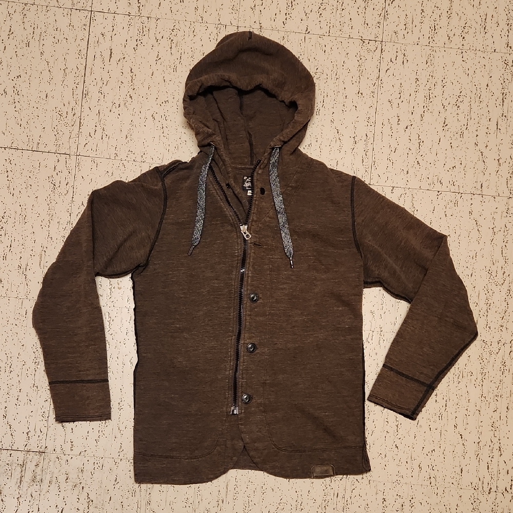 Diesel Industry Brown Full Zip Button Down Hoodie Sweater Vintage Y2K